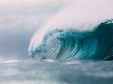 white and blue ocean waves