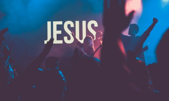 religious concert performed by a band on stage