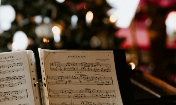 selective focus photo of music note